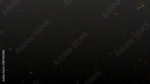 Golden star in space particle background 