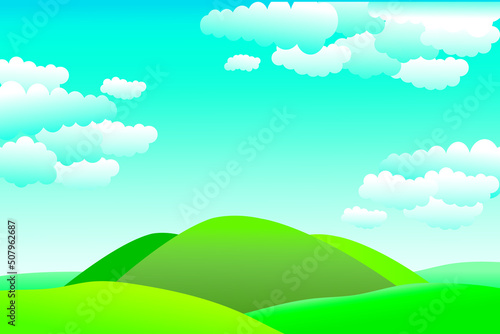 Illustration of natural landscape. Mountain forest layout design. Banner with natural elements. Artistic landscape template. Natural landscape background. illustration of a meadow.