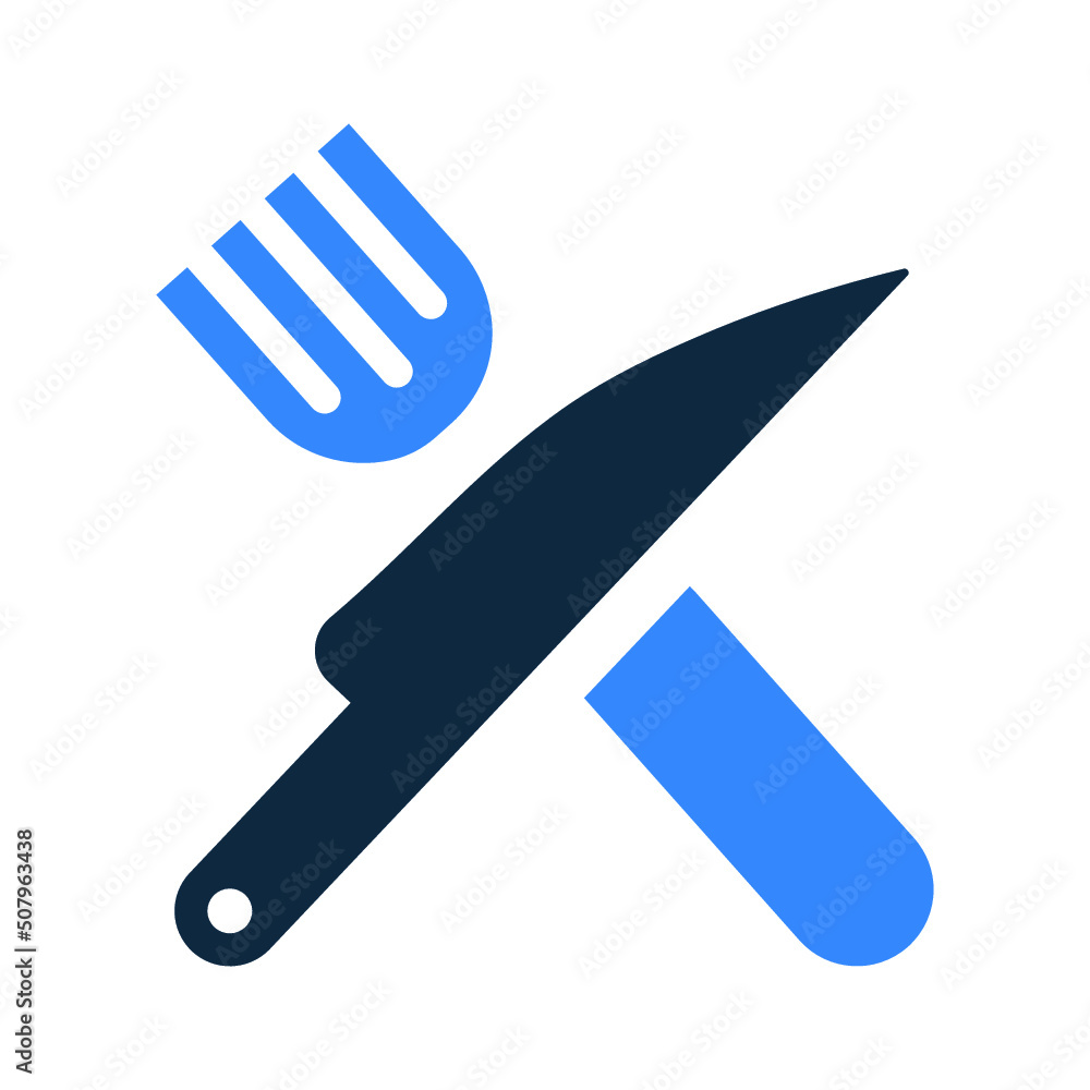 Cutlery, fork, knife icon. Simple editable vector design isolated on a white background.
