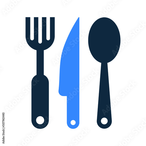Cutlery, fork, knife icon. Simple editable vector design isolated on a white background.