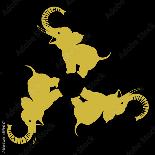Elephants with music items illustration - Vector