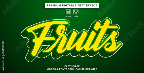 editable text effect fruits