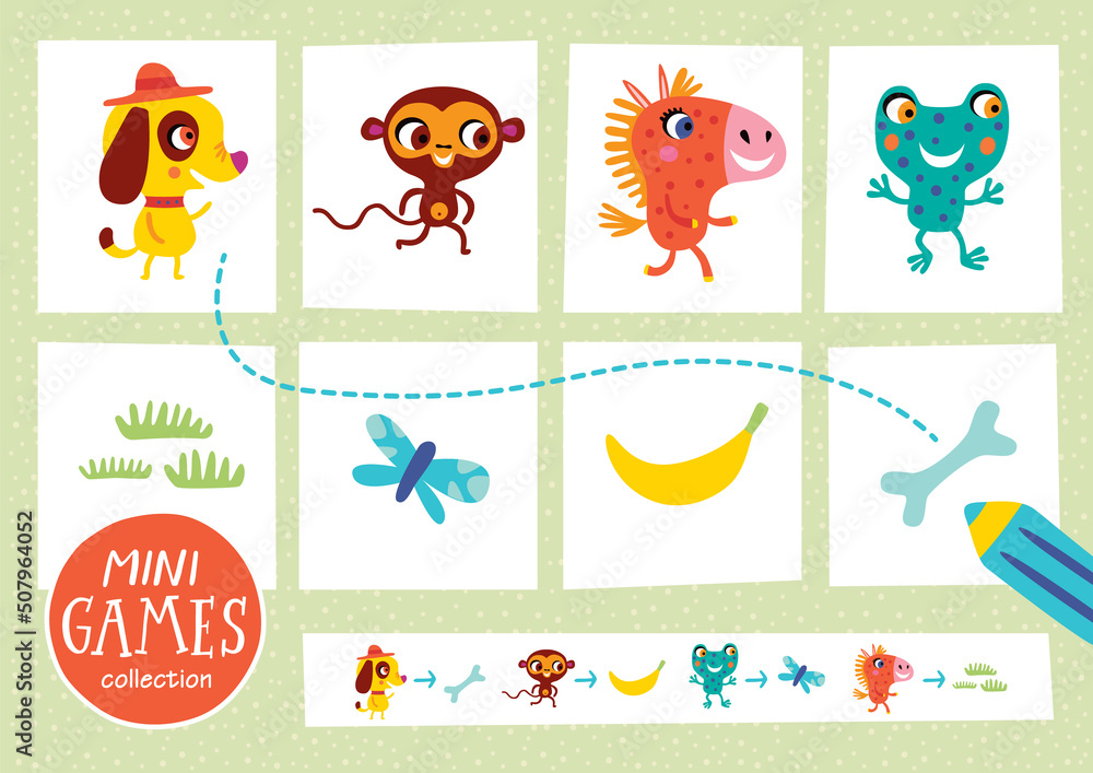 Fototapeta premium Mini games collections. Feed the animals.