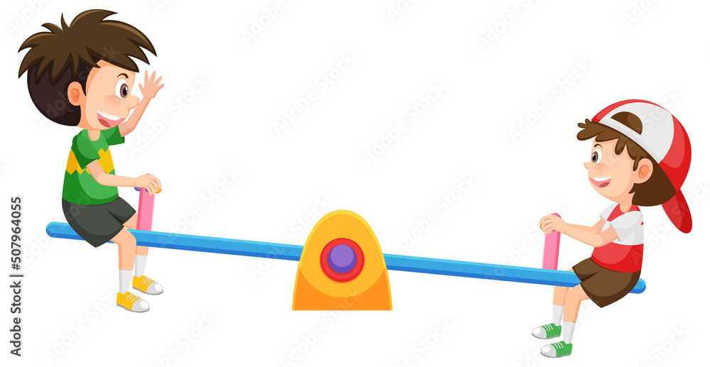 Simple children seesaw on white background Simple children seesaw on white background