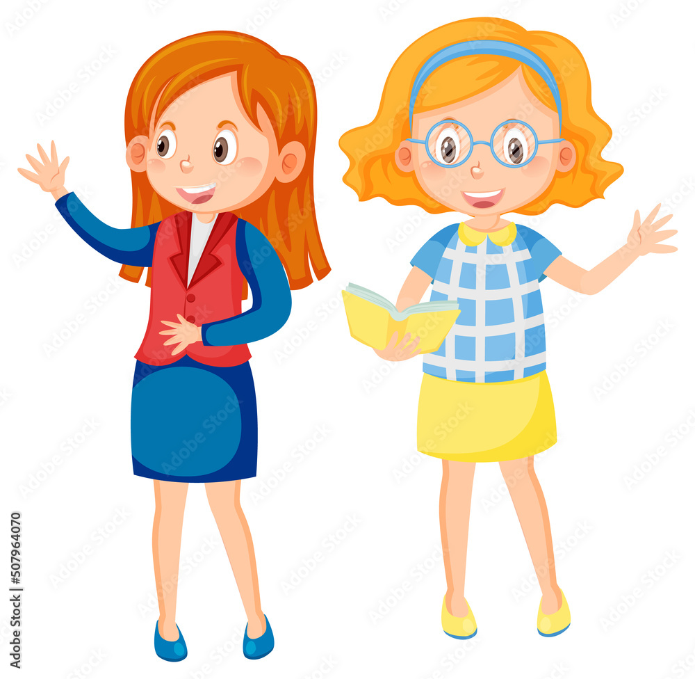 Two female teacher cartoon characters Two female teacher cartoon characters
