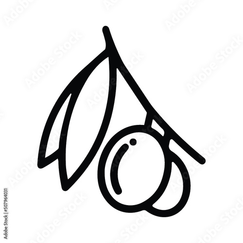 Food, mediterranean icon. Black vector graphics.