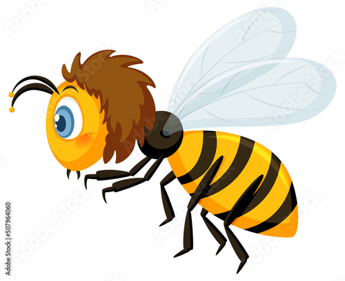 Side view of a bee in cartoon style