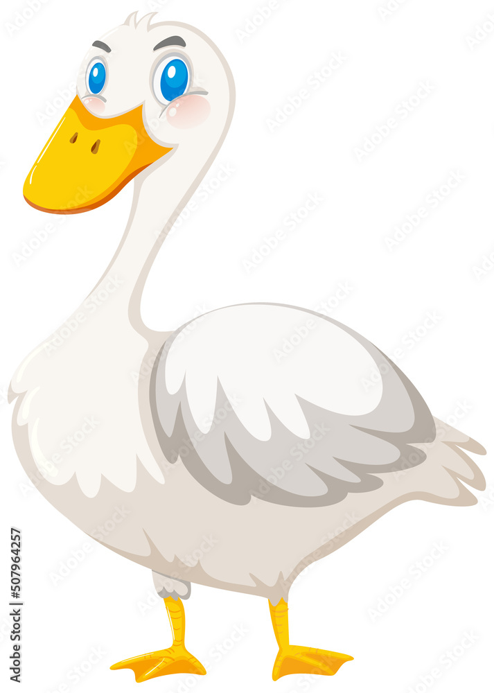 Duck cartoon character on white background Duck cartoon character on white background