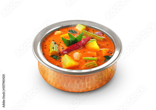 South Indian Traditional sambar in a bowl, vegetable spicy gravy photo
