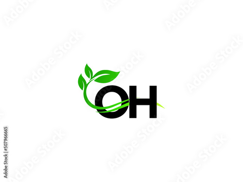 Alphabet OH Leaf Logo, Natural Oh ho Green Leaf Logo Letter Vector For Business
