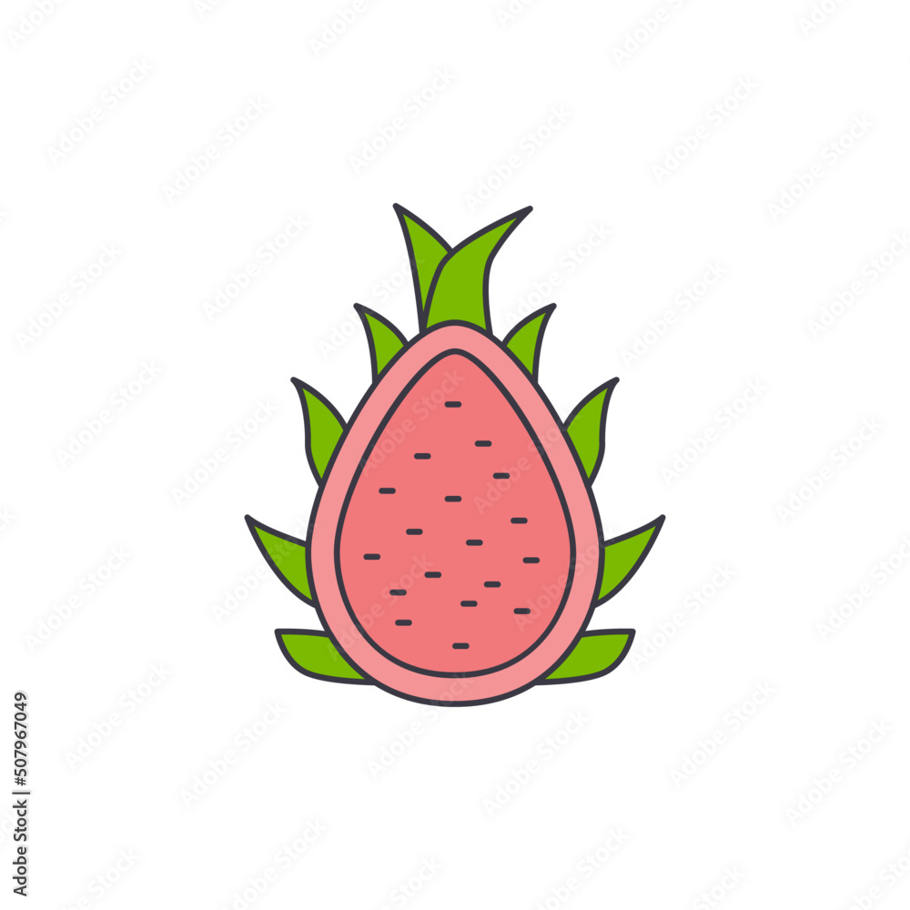 Dragon fruit icon in color, isolated on white background Dragon fruit icon in color, isolated on white background