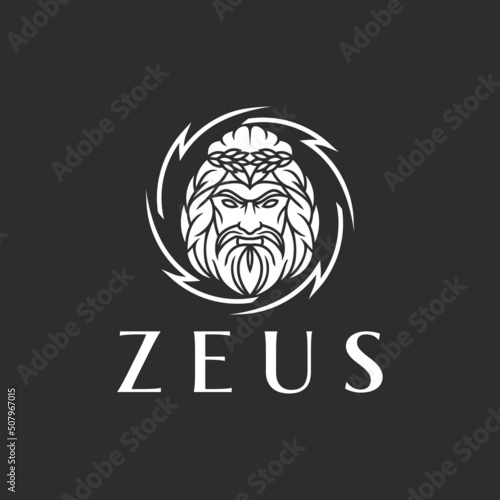 zeus head logo, Haides God logo icon illustration vector, orkus logo template vector illustration photo