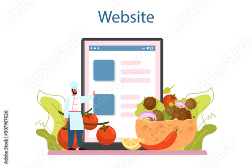 Falafel online service or platform. Traditional dish of Jewish cuisine