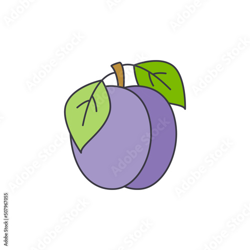 Plum icon in color, isolated on white background 