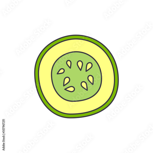 Cucumber, cucumis sativus icon in color, isolated on white background 