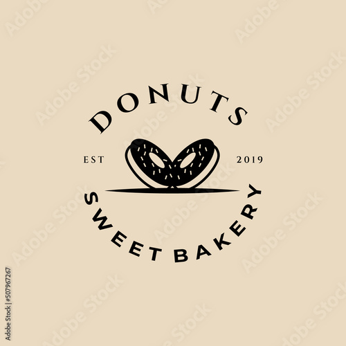 donuts vintage logo, icon and symbol, with emblem vector illustration design