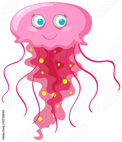 A pink jellyfish in cartoon style