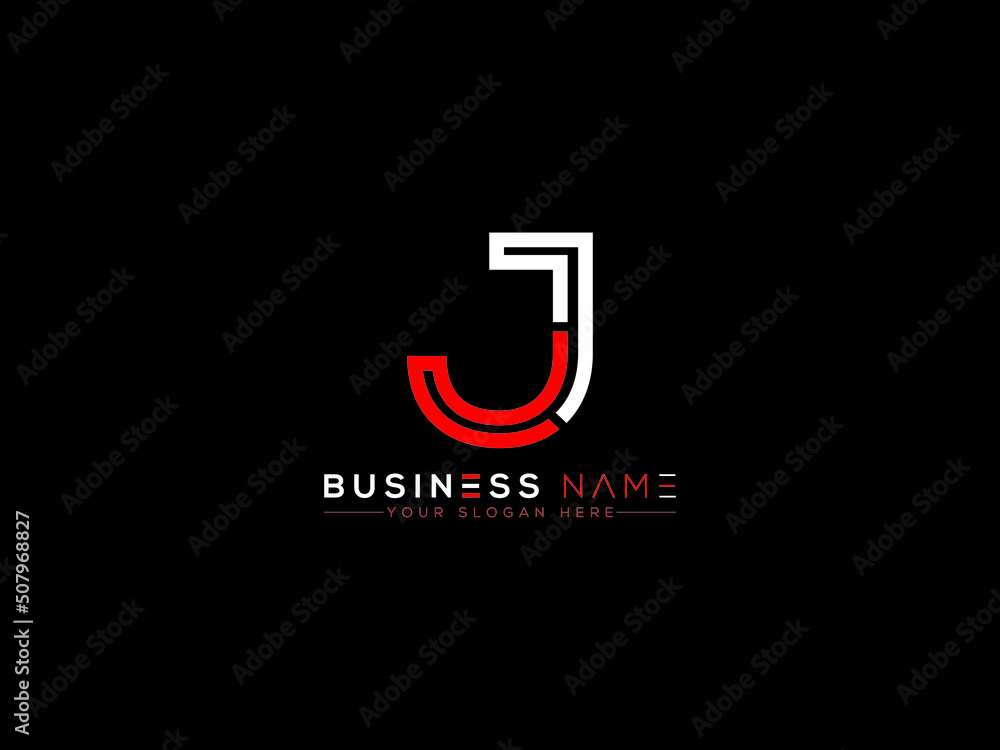 Letter J Logo Icon, Creative JJ j Logo Letter Vector With Red White ...