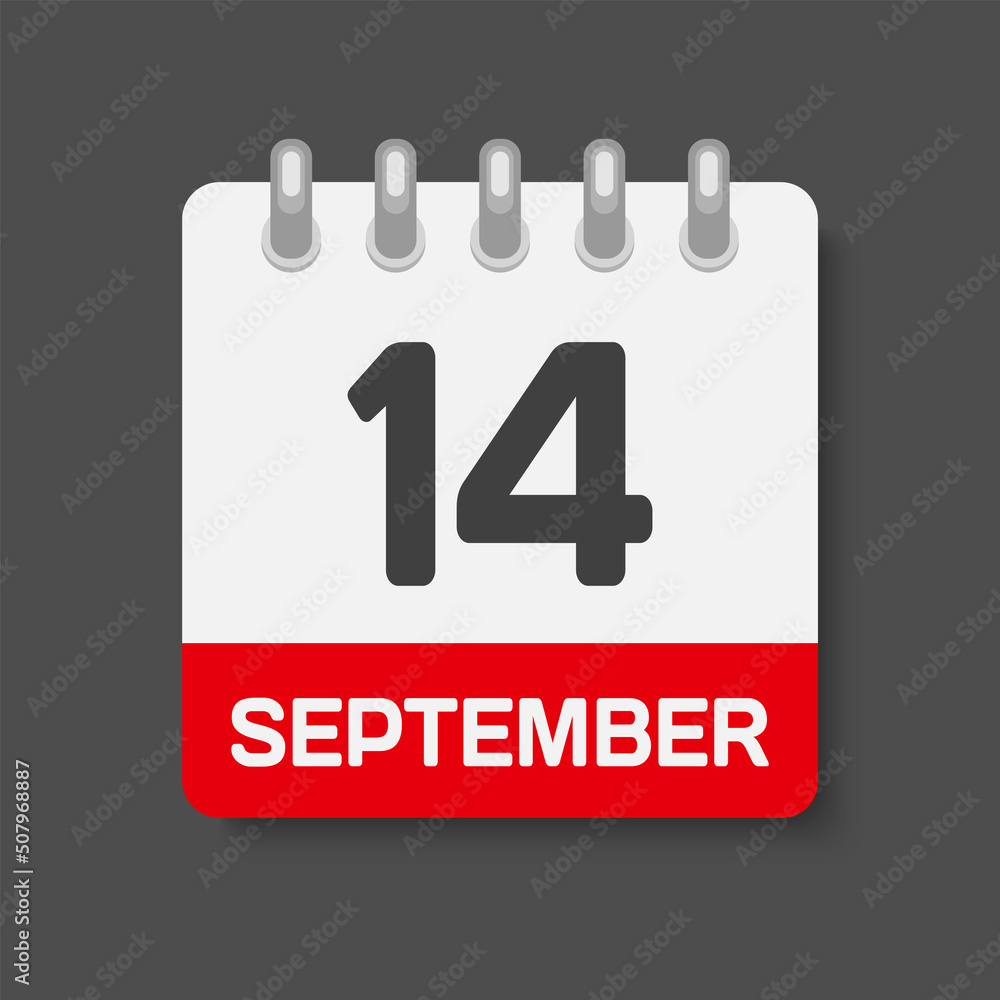 Icon day date 14 September, template calendar page Icon day date 14 September, template calendar page
