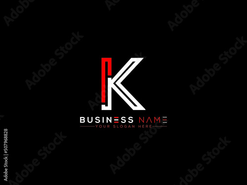 Letter K Logo Icon, Creative KK k Logo Letter Vector With Red White Icon Design