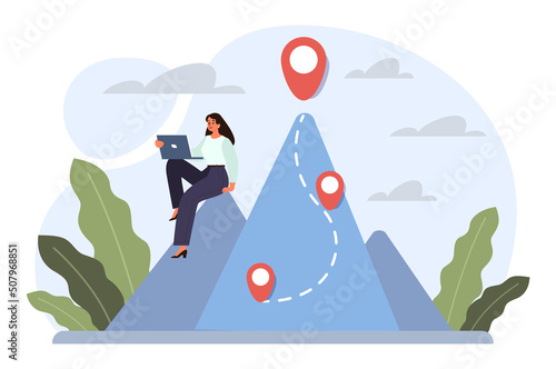 Digital nomad concept. Freelancer working remotely on the laptop