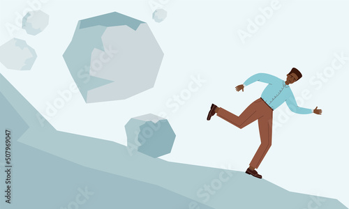 Risk or problem concept. Unhappy character under difficult