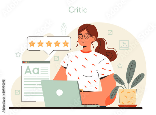 Professional critic concept. Journalist making review and ranking