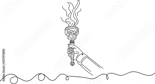 Sketch drawing of Hand holding revolution burning torch, Burning torch logo, illustration silhouette of hand holding tourch