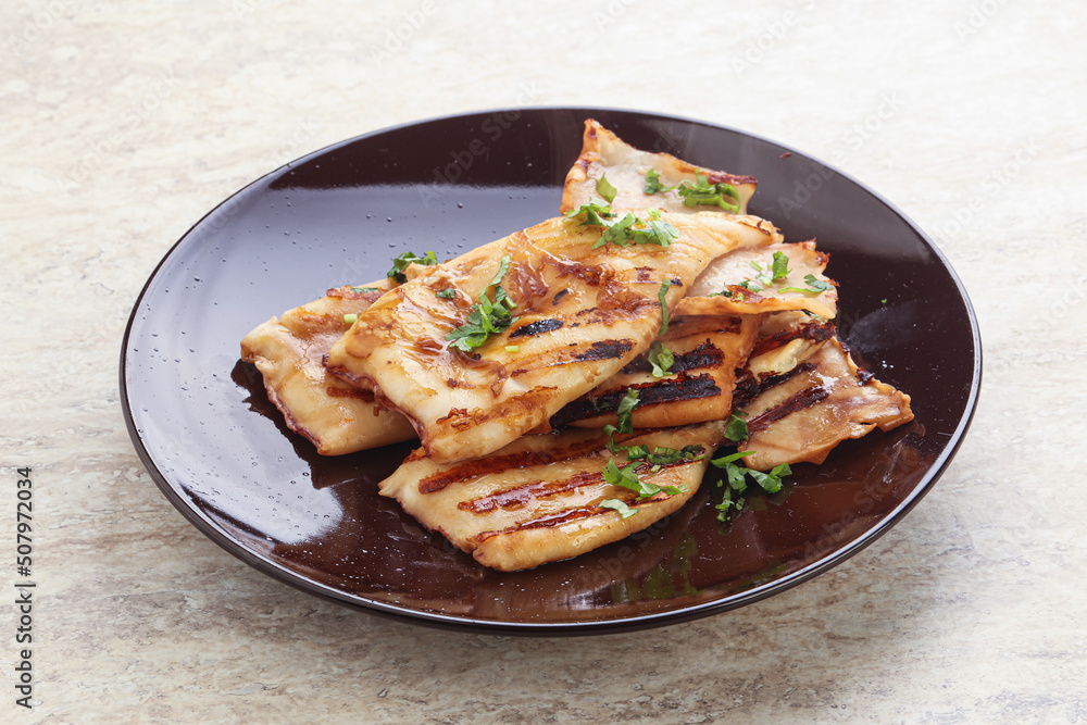Grilled squid with unagi sauce Grilled squid with unagi sauce
