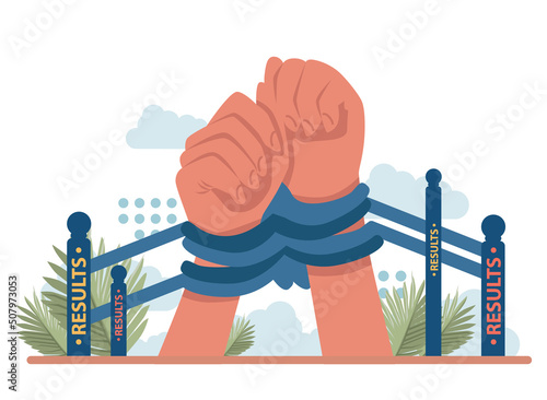 Consequences concept. Character making action and dealing