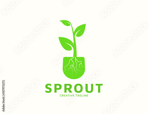 Agriculture logo with sprout plant