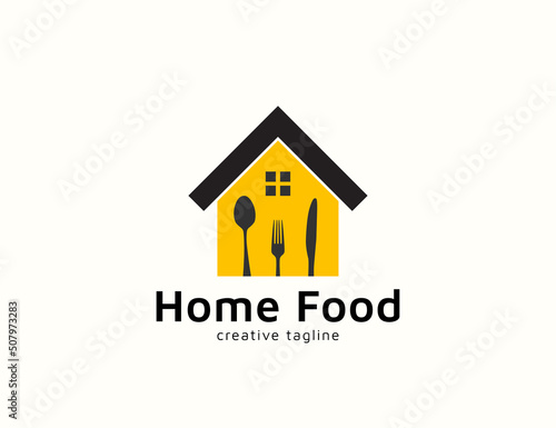 Home food logo with fork and spoon
