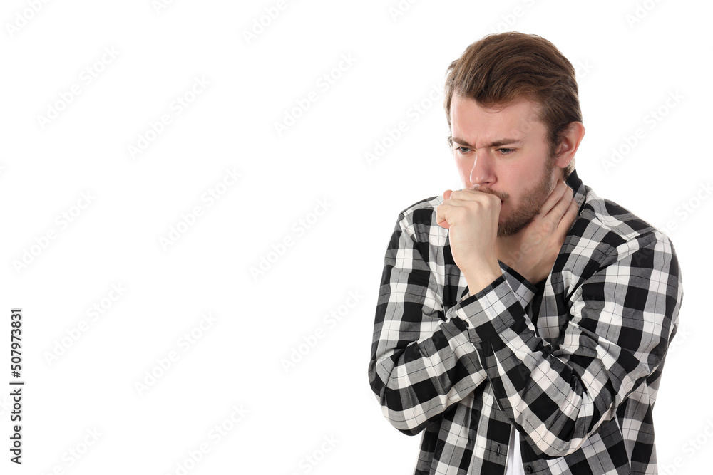 Young man with cold isolated on white background Young man with cold isolated on white background