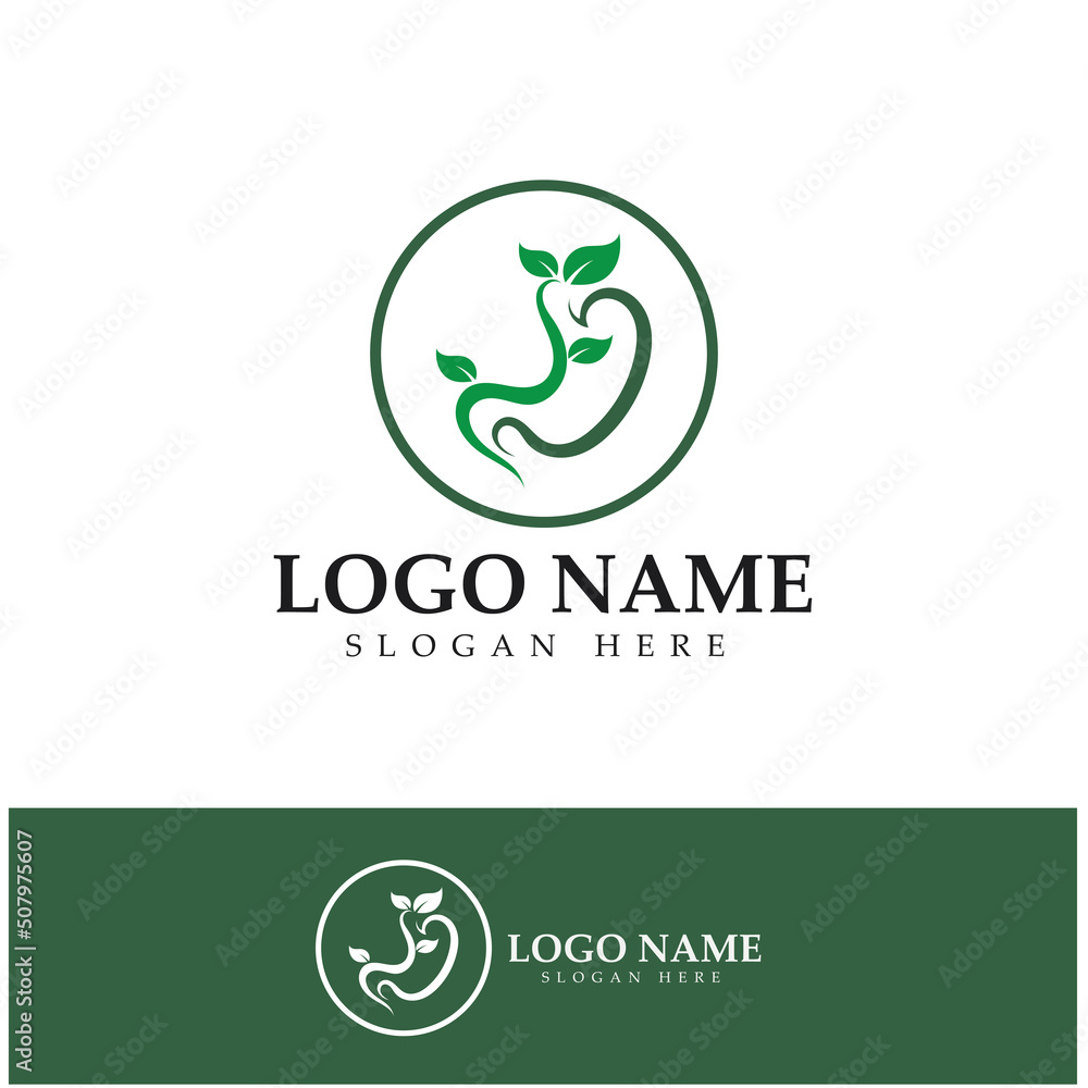 Fototapeta premium Stomach Health Logo vector illustration design - creative Gastroenterology Healthy Logo element icon, Stomach healthcare icon vector template