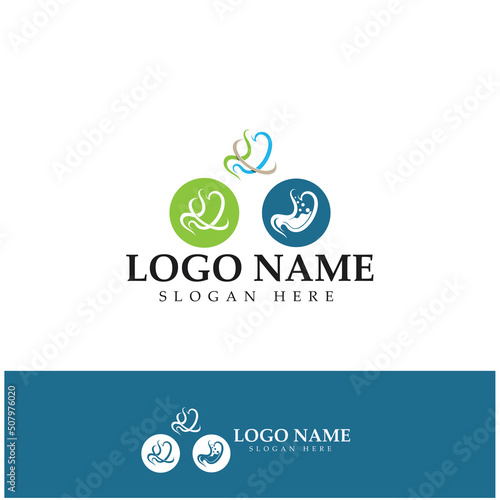 Stomach Health Logo vector illustration design - creative Gastroenterology Healthy Logo element icon, Stomach healthcare icon vector template
