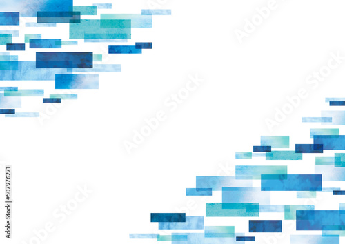 細長い青い水彩のタイル抽象画