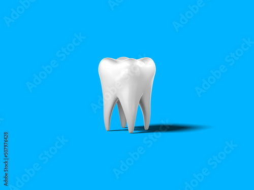 3D rendered tooth model with blue background.