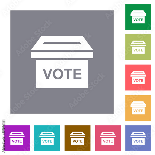 Ballot box solid square flat icons