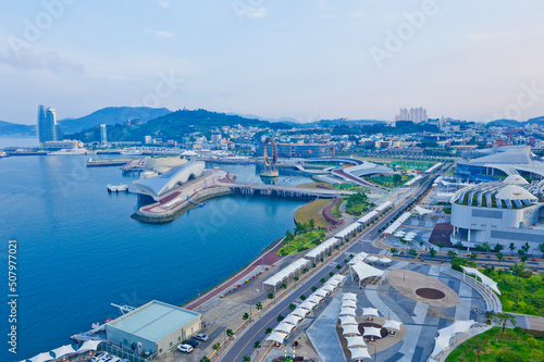 Panoramic views of Expo EDG Square and Yeosu peninsula from the Sky Tower. © Tanya