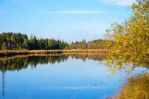 moor lake Mooshamer Weiher, autumn landscape photo