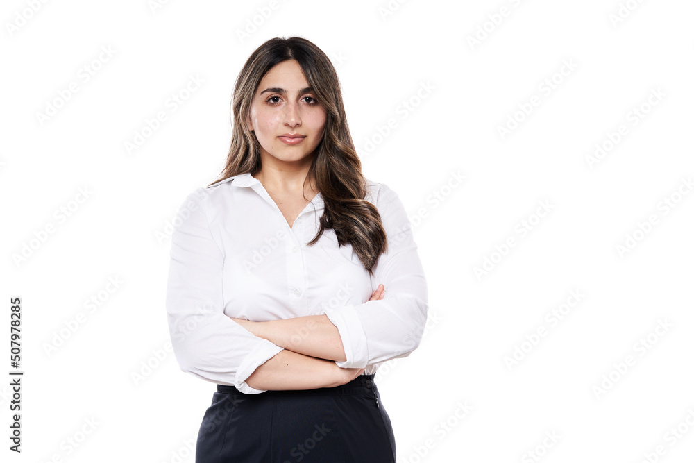 Size plus indian businesswoman isolated on white Size plus indian businesswoman isolated on white
