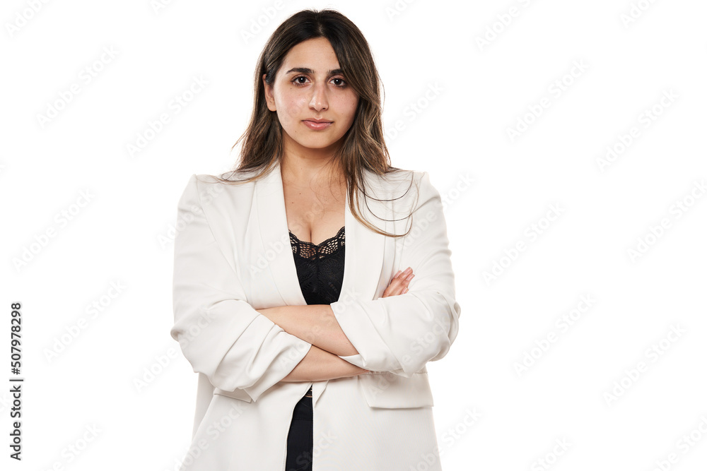 Size plus indian businesswoman isolated on white Size plus indian businesswoman isolated on white