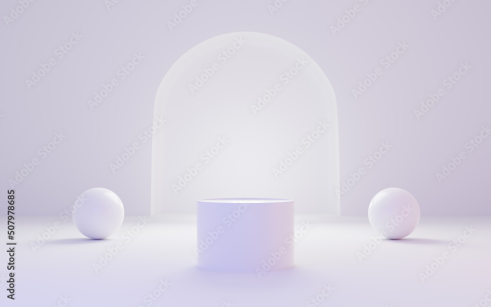 White cylinder and circle podium abstract geometric shapes background. Lilac, Purple light pedestal or stage modern . Empty abstract minimal studio room. Mockup space for product. 3D render. White cylinder and circle podium abstract geometric shapes background. Lilac, Purple light pedestal or stage modern . Empty abstract minimal studio room. Mockup space for product. 3D render.