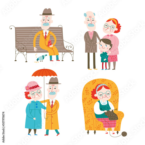 Happy family. Vector illustration isolated on a white background.