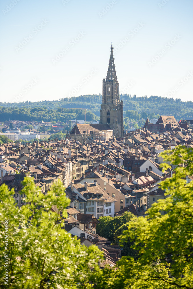 Berner Altstadt in summer with green foliage