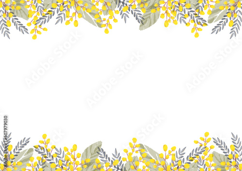 ミモザの水彩イラストフレーム