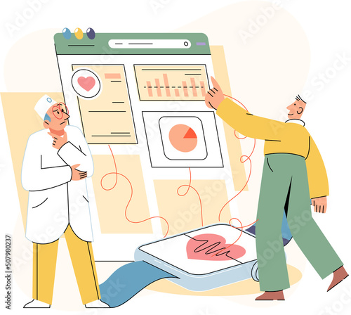 Online medical consultation and support metaphor. Online doctor. Healthcare services, Ask doctor. Tele medicine e-health service. Therapist videocalling phone screen. Diagnosis treatment of patients