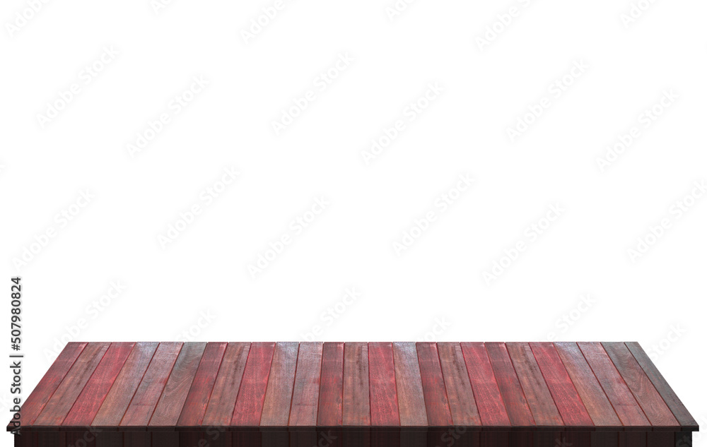 wooden table Perspective isolated, white background and abstract