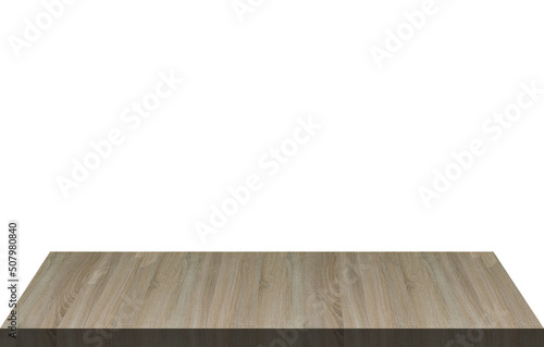 wooden table Perspective isolated, white background and abstract, copy space