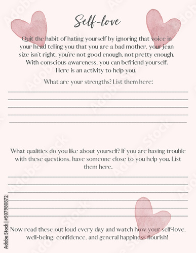 Journal Inserts, Planner Inserts, Self Love Gratitude. Daily Planner  